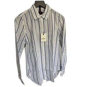 UNTUCKit Size 16 Women Shirt Pinot Perse Blue White Stripe Long Sleeve Button Up